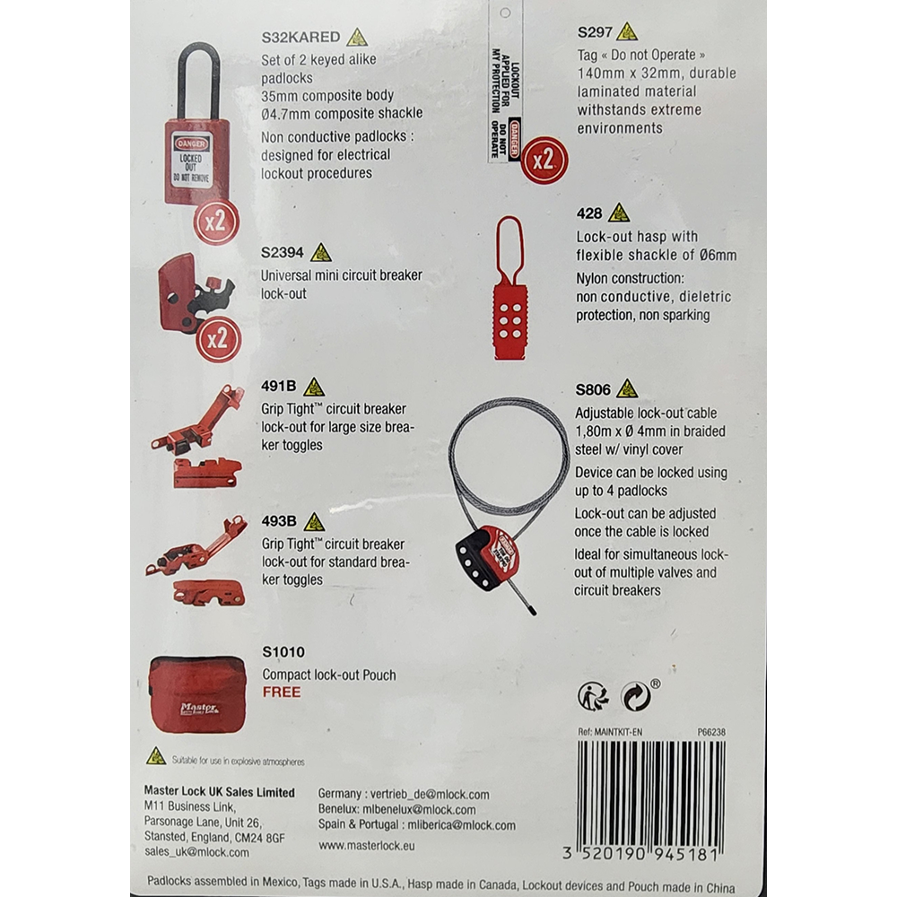 MASTER LOCK MAINTKIT-EN GENERAL MAINTENANCE LOCKOUT
