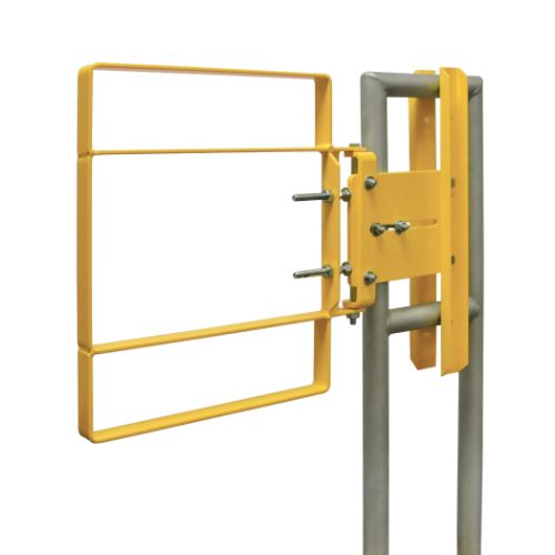 A36 Carbon Steel with Safety Yellow Powder Coat 19 to 21.5-Inch Fabenco RX70-18PCL RX-Series Standard Bolt-On Extended Coverage Industrial Safety Gate with Left-Hand Swing 